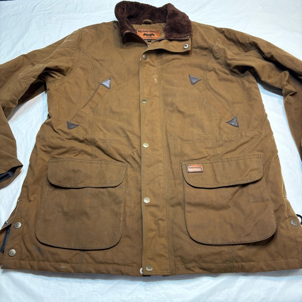 Resistance Brown Oilskin Waterproof Lined Cotton Jacket Men’s Large